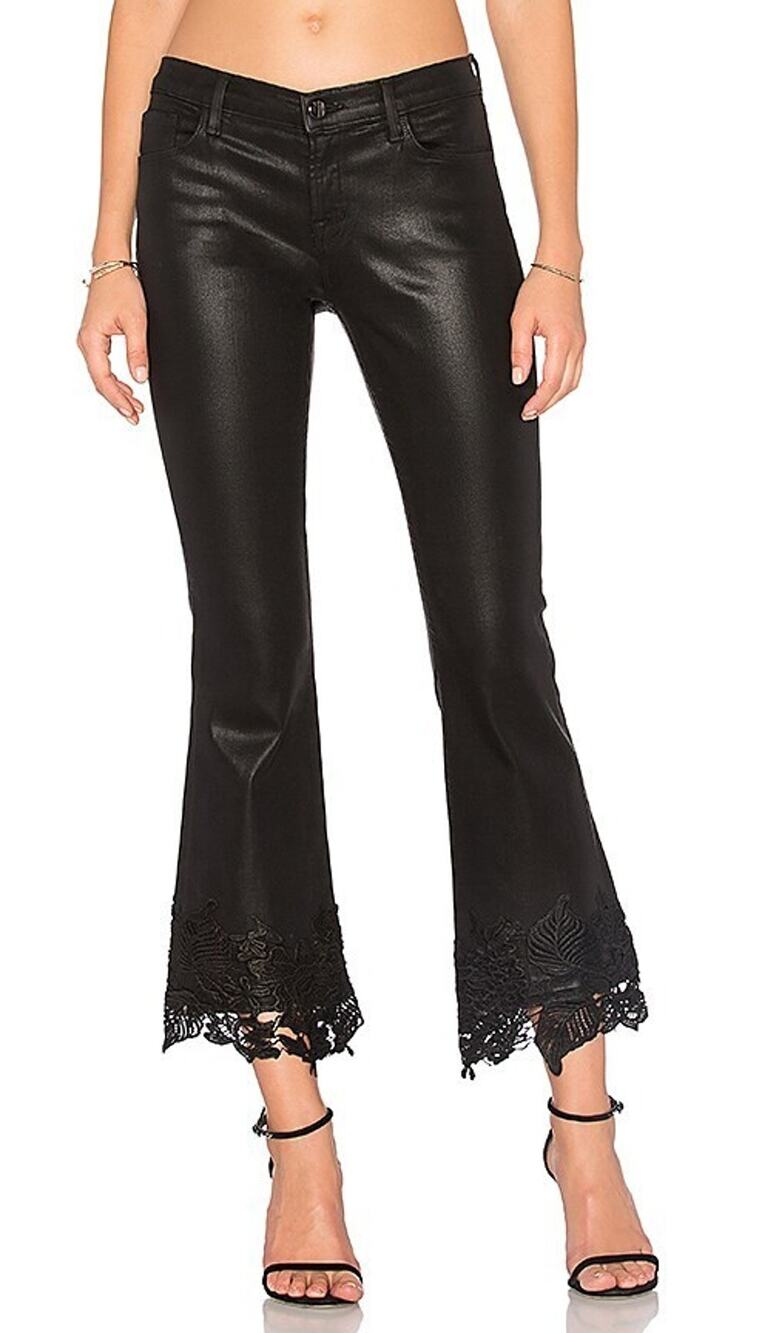 J Brand Selena Coated Black Lace Hem Crop Boot Jean Size 29 MSRP $278